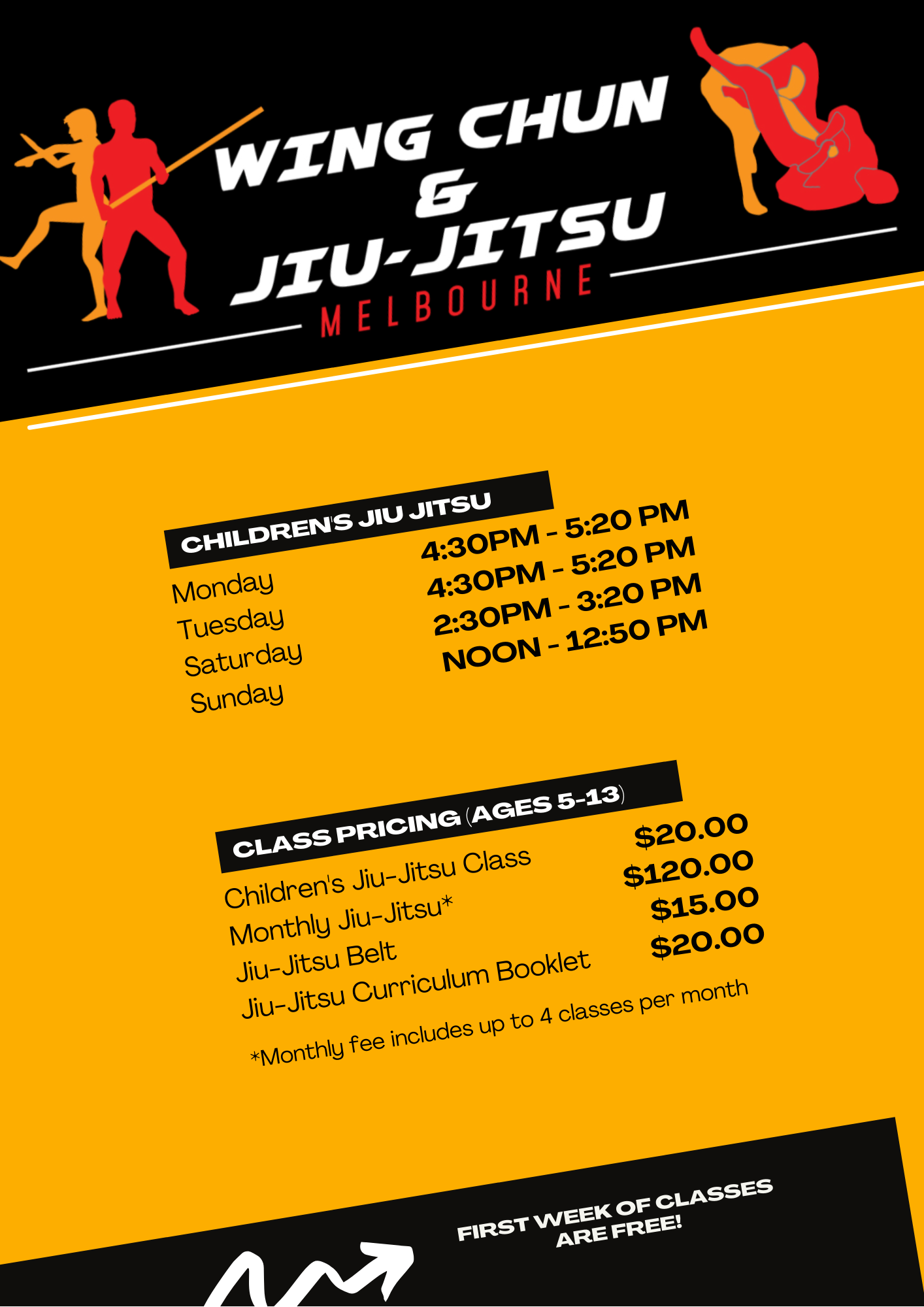 Wing Chun & Jiu-Jitsu Melbourne - Kids Karate Training Timetable 2021 KidsTimetable2021-2