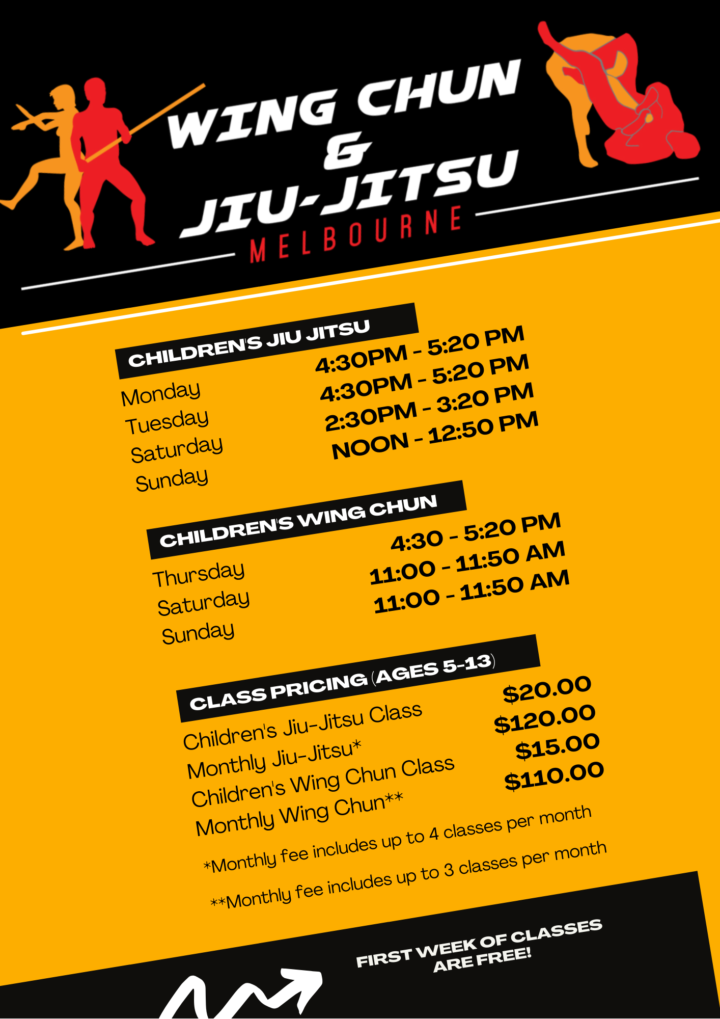 Wing Chun & Jiu-Jitsu Melbourne - Kids Karate Training Timetable 2021 KidsTimetable2021-2