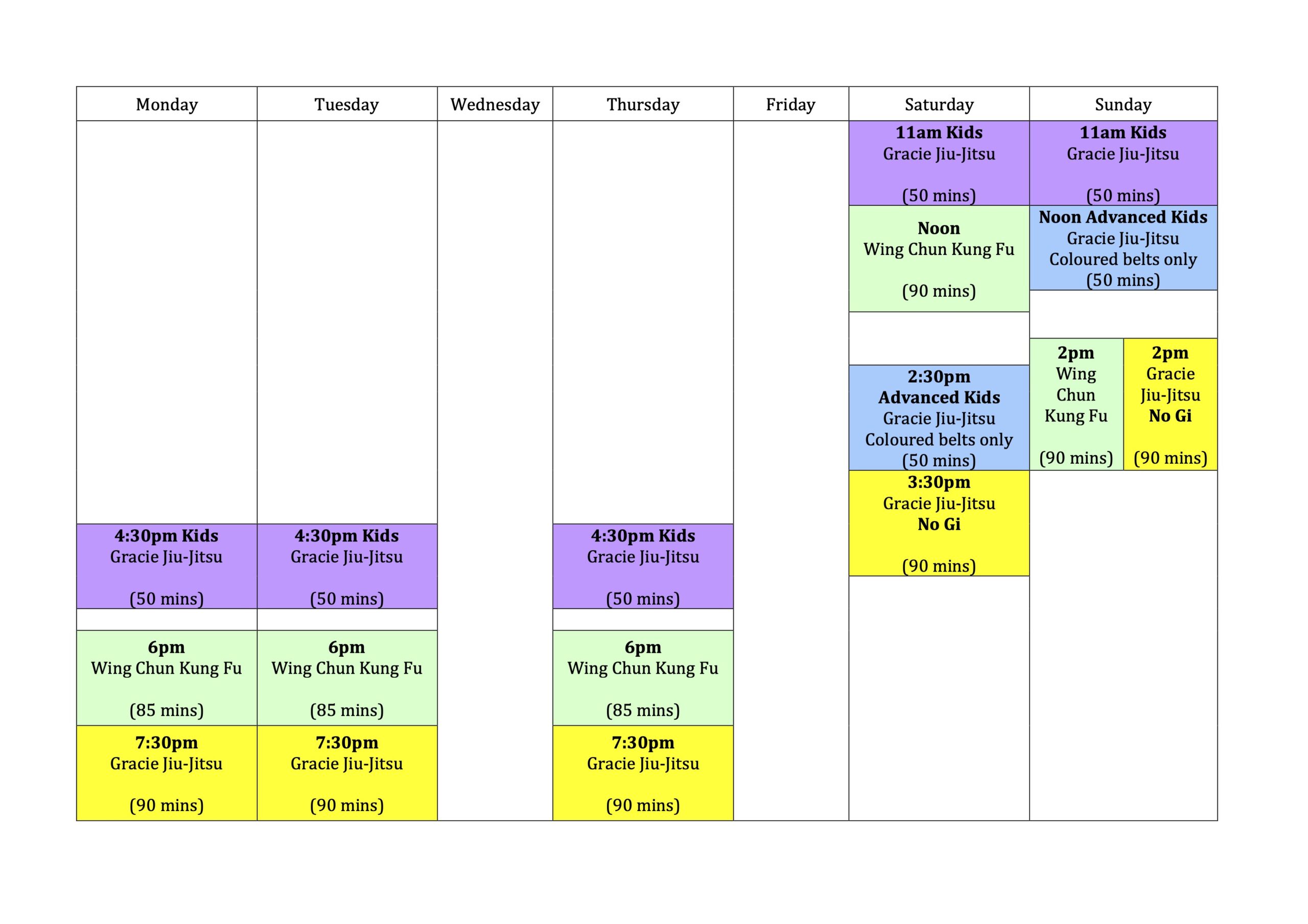 Oct 2025 - Timetable 2026